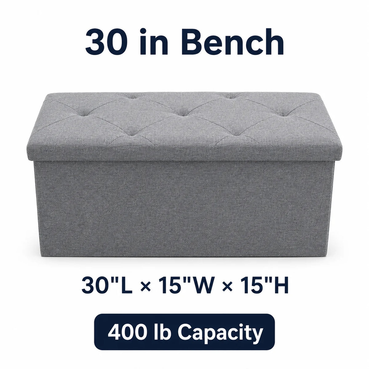 Foldable Wooden Storage Ottoman Bench With Cushion Seat