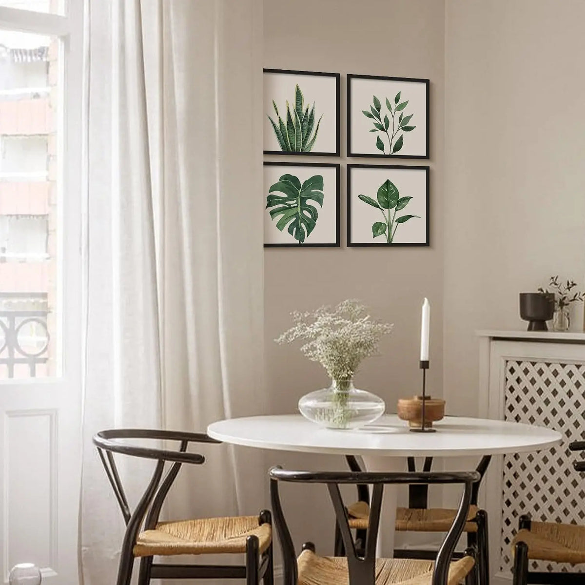 Minimalist Botanical Print Framed Wall Art Set