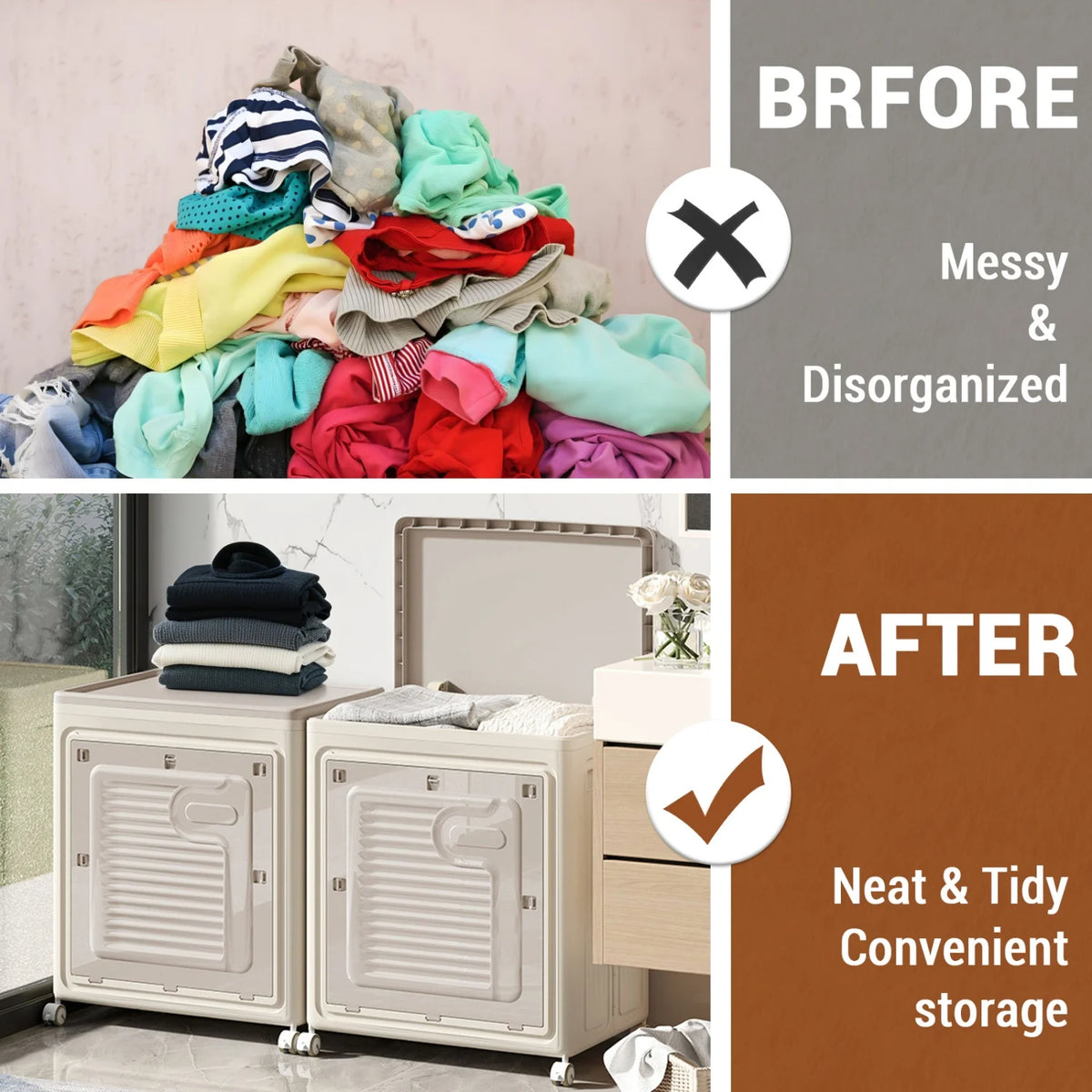 HiMISS Rolling Collapsible Laundry Hamper With Lid