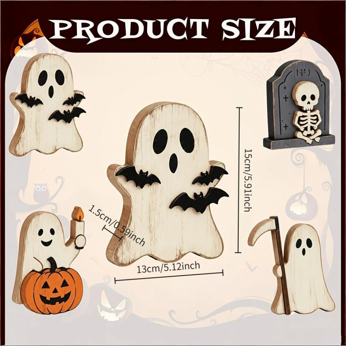 Halloween Decorative Tiered Tray With Mini Ghosts