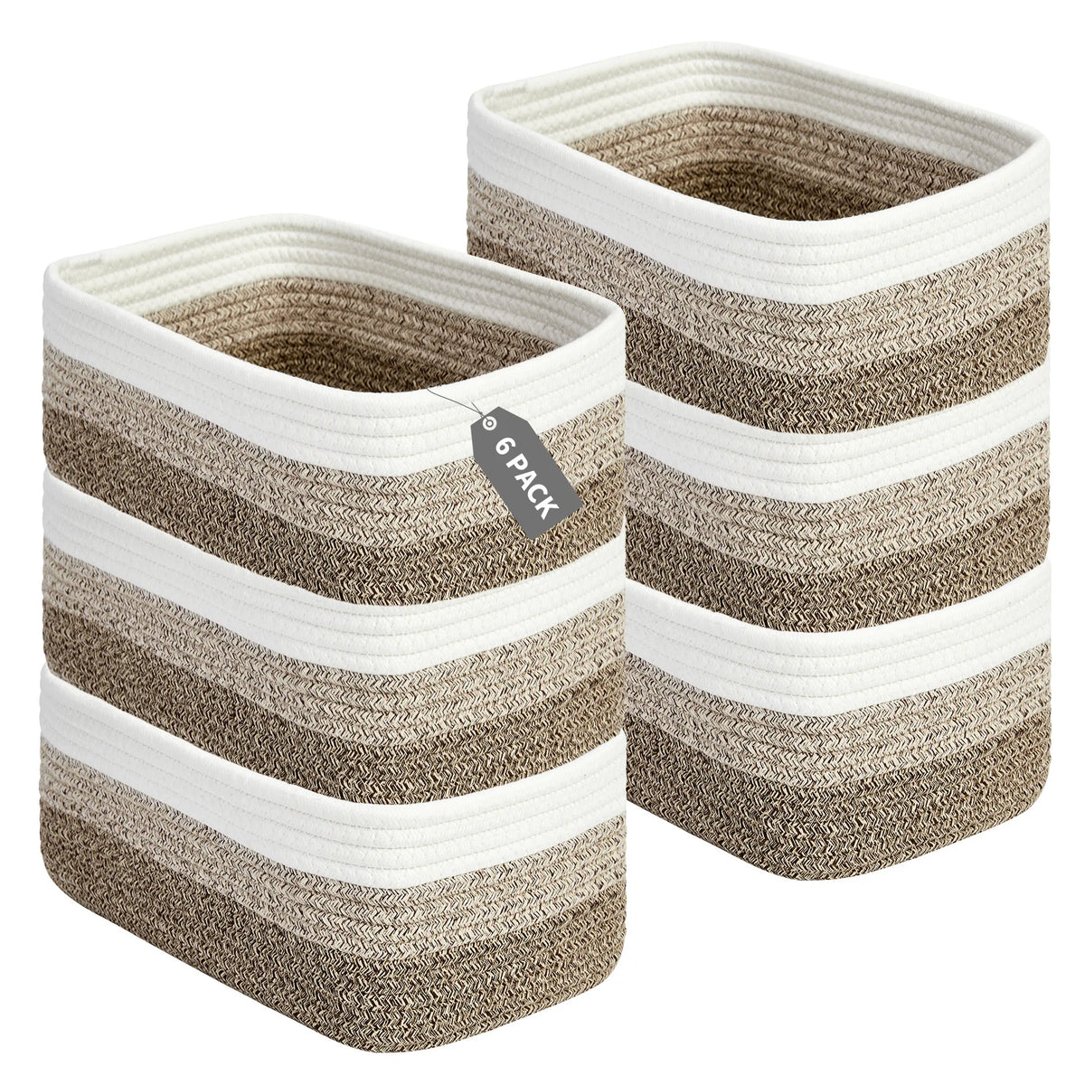 HiMISS Cotton Rope Storage Baskets Rectangular Toy Organizer