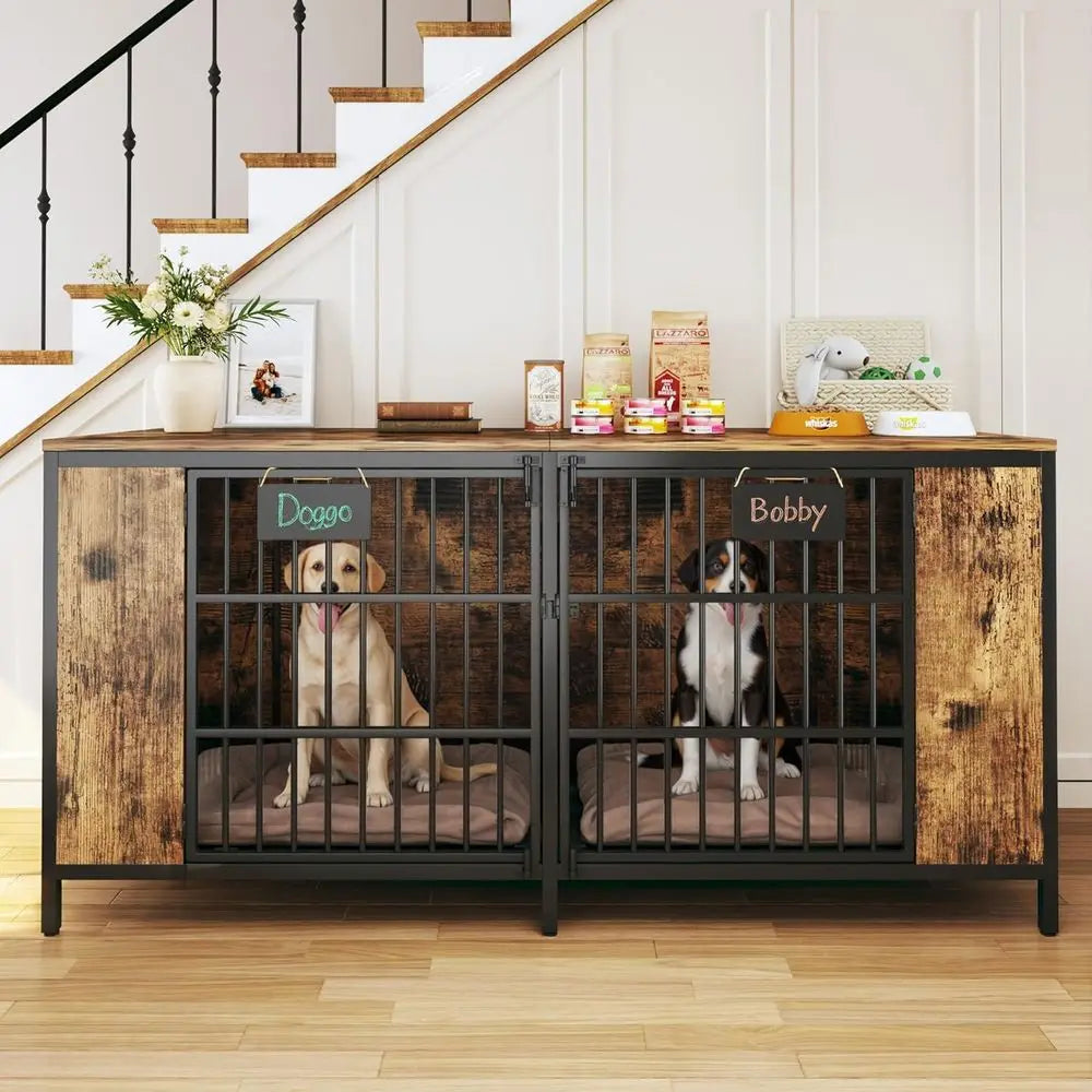 Heavy Duty Double Dog Kennel Furniture With Removable Divider