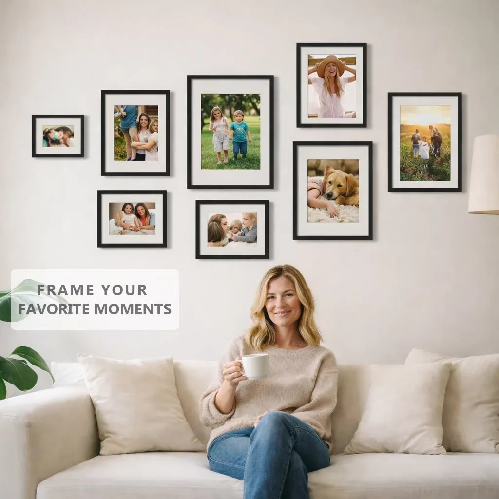 Modern Aluminum Picture Frames Set With Mat For Gallery Wall