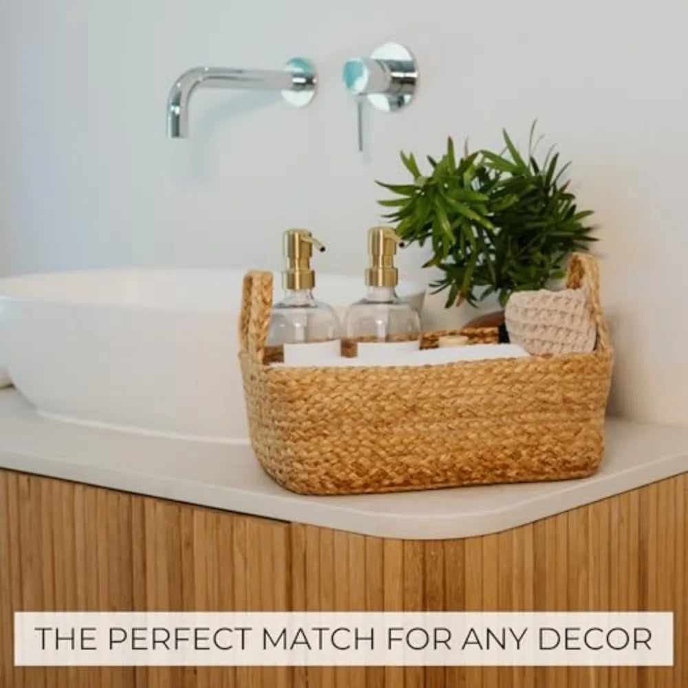 Natural Jute Rope Storage Baskets for Shelves