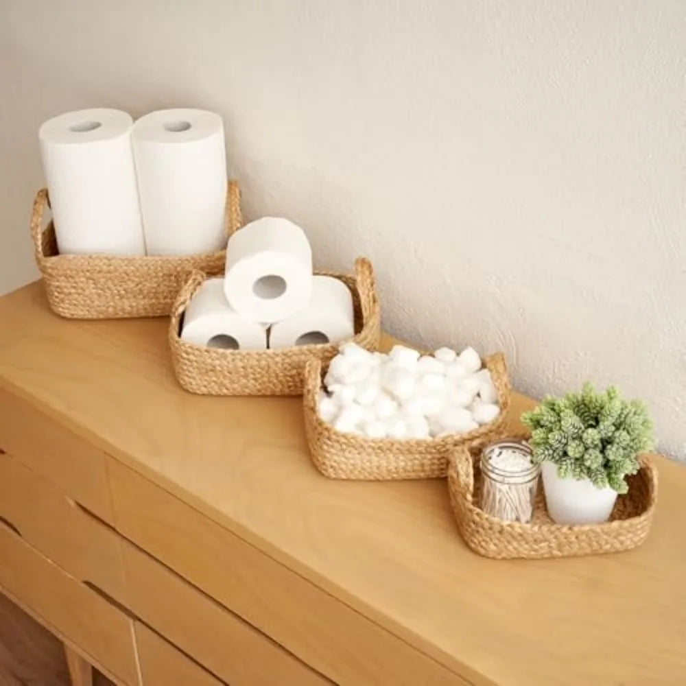 Natural Jute Rope Storage Baskets for Shelves