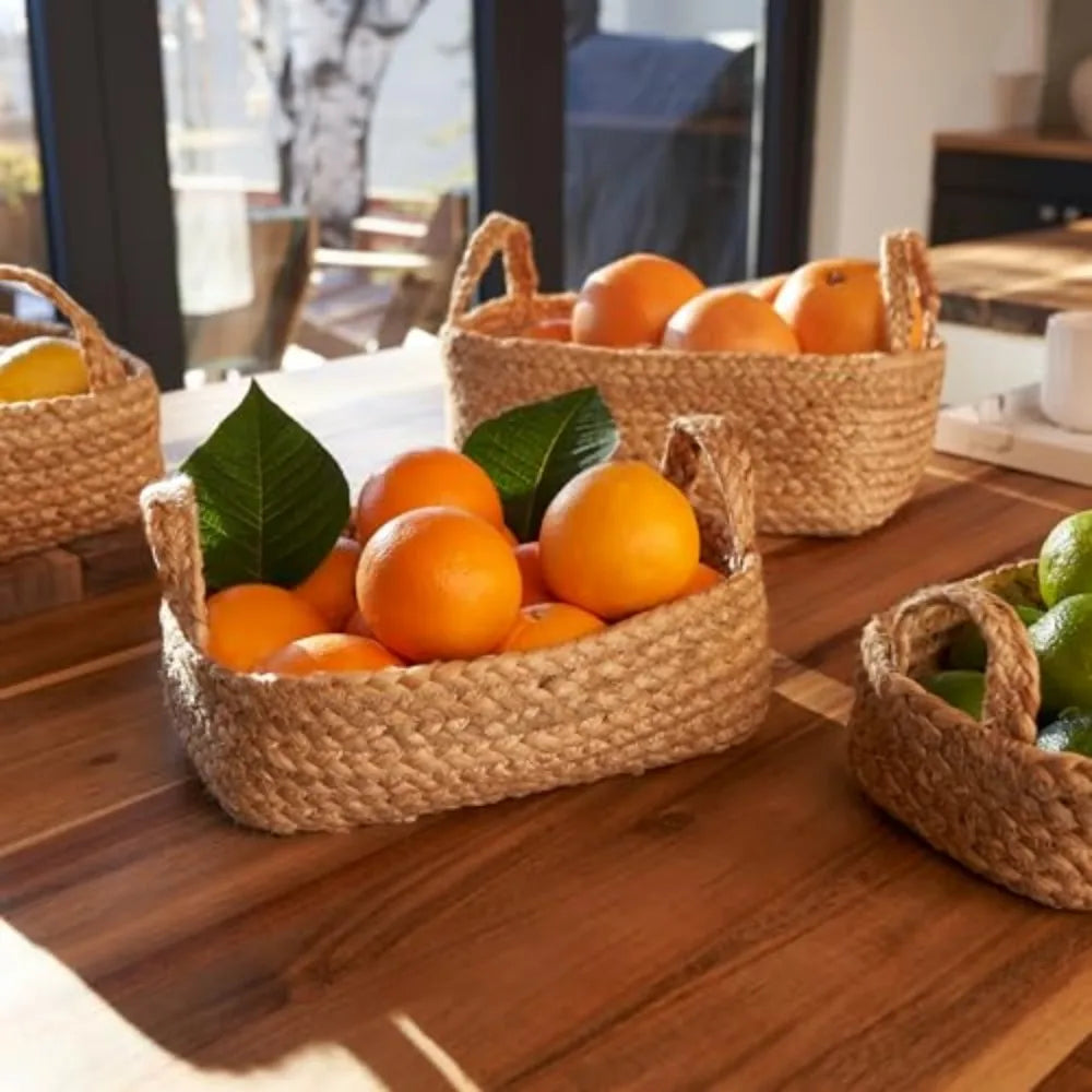 Natural Jute Rope Storage Baskets for Shelves