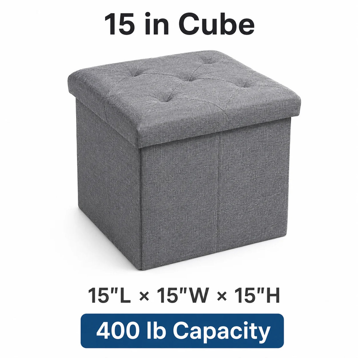 Foldable Wooden Storage Ottoman Bench With Cushion Seat