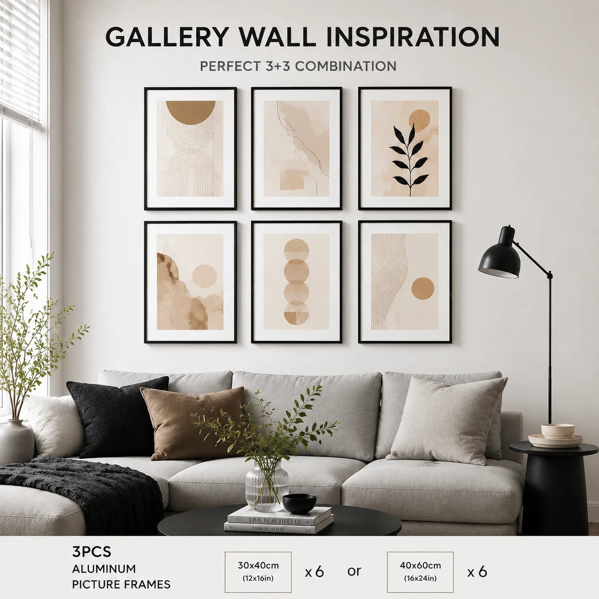 Modern Aluminum Picture Frames Set With Mat For Gallery Wall