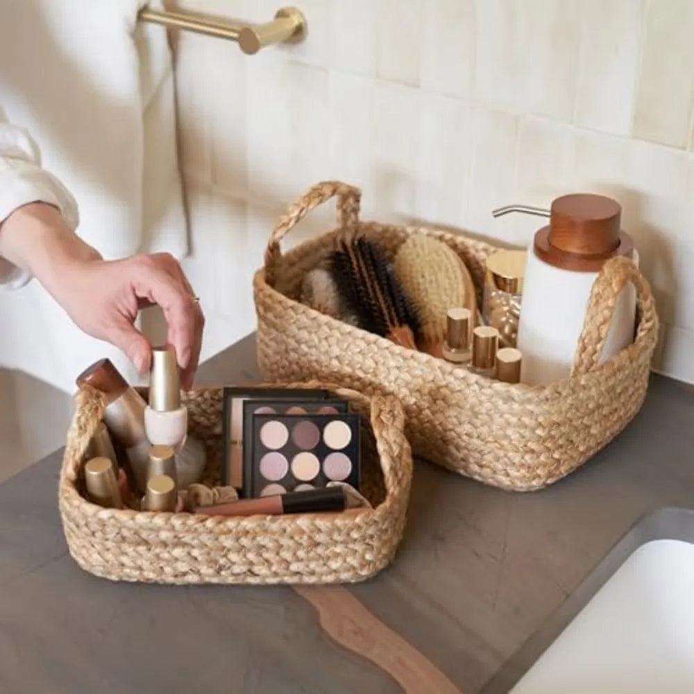 Natural Jute Rope Storage Baskets for Shelves