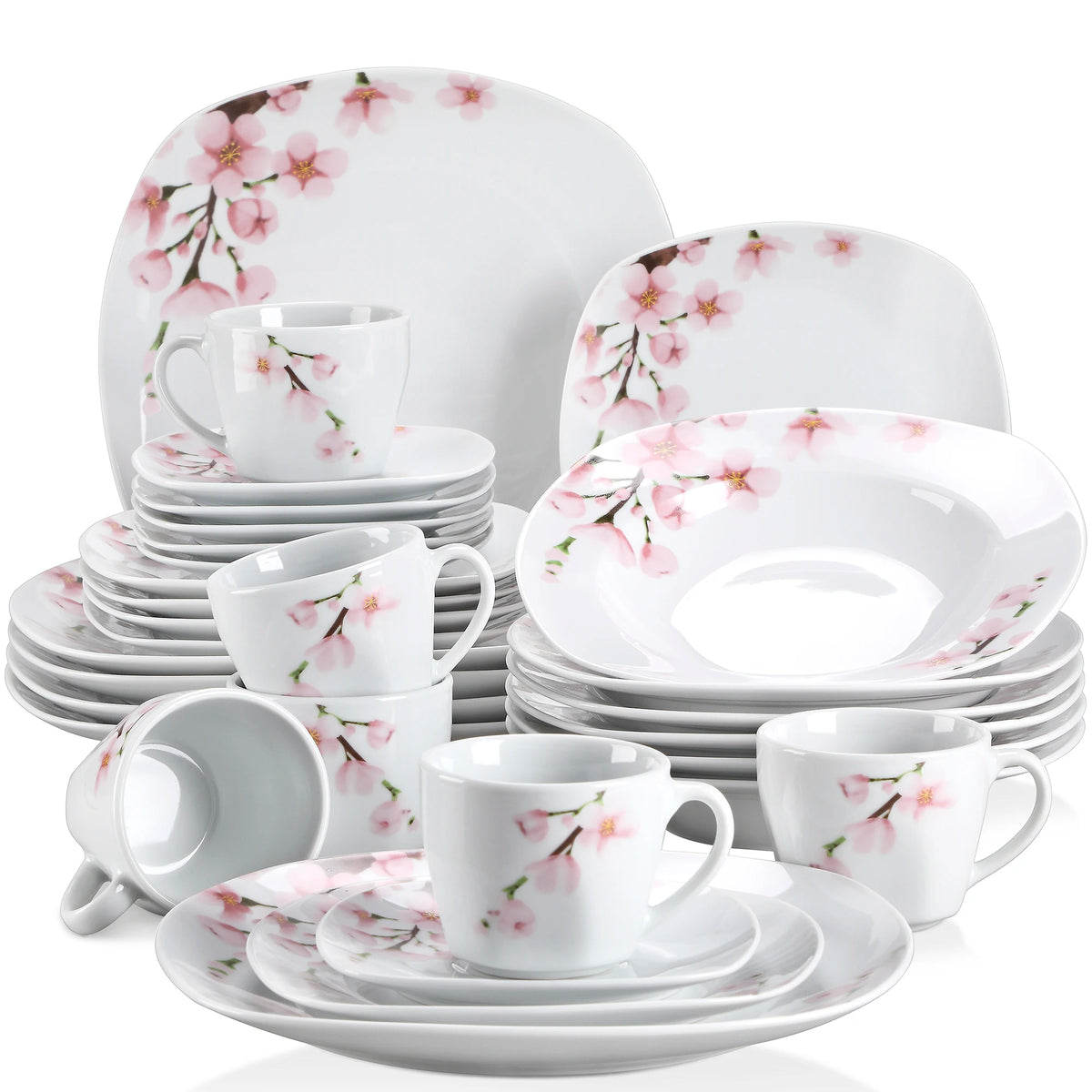 MALACASA Annie Floral Porcelain Dinnerware Set for Elegant Dining