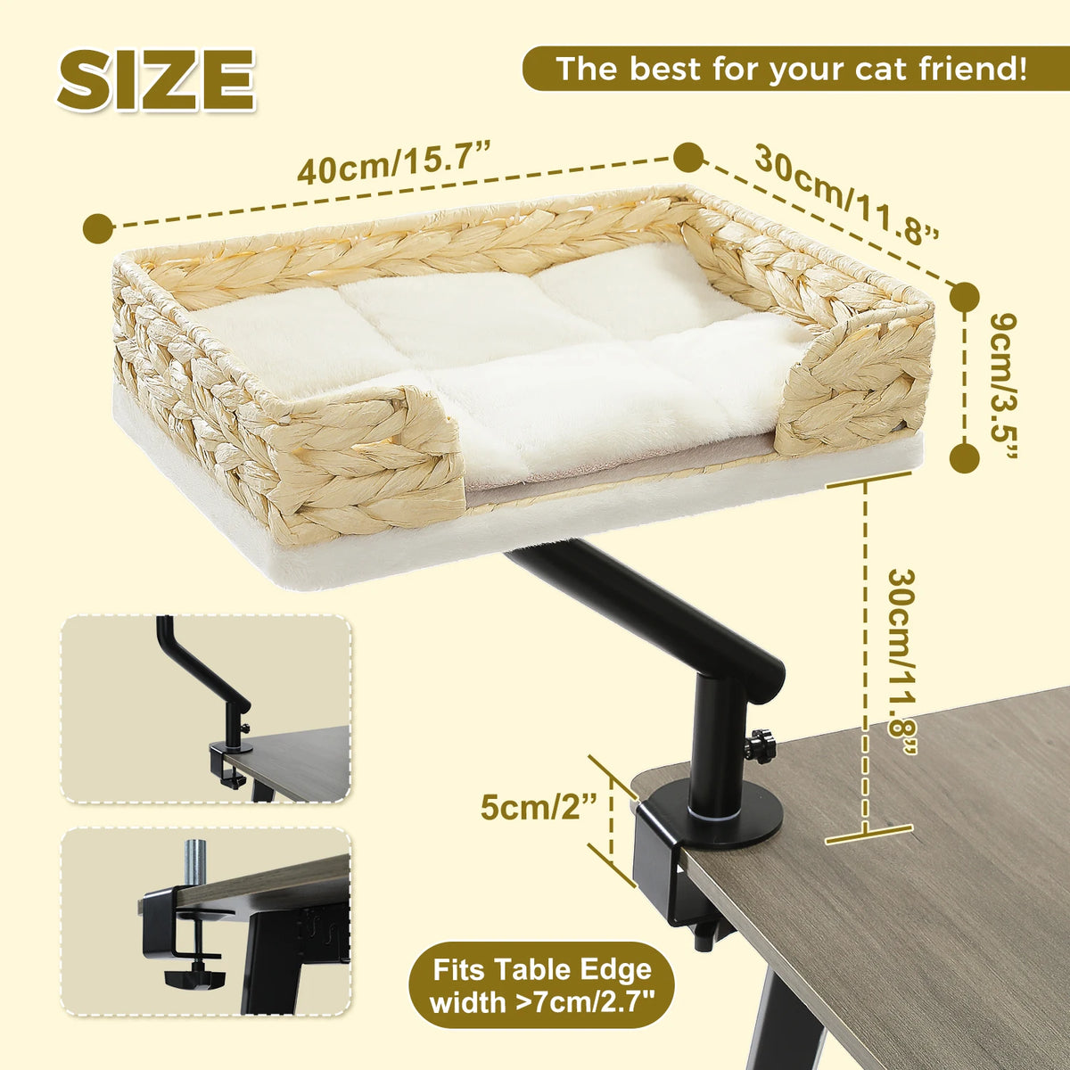 PAWZ Road Rotatable Cat Desk Bed With Adjustable Basket