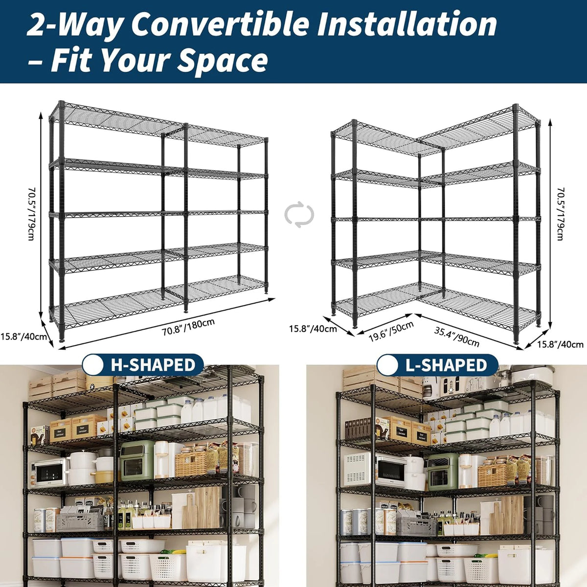 Twisterck Heavy Duty Metal Storage Shelves Adjustable Pantry Rack