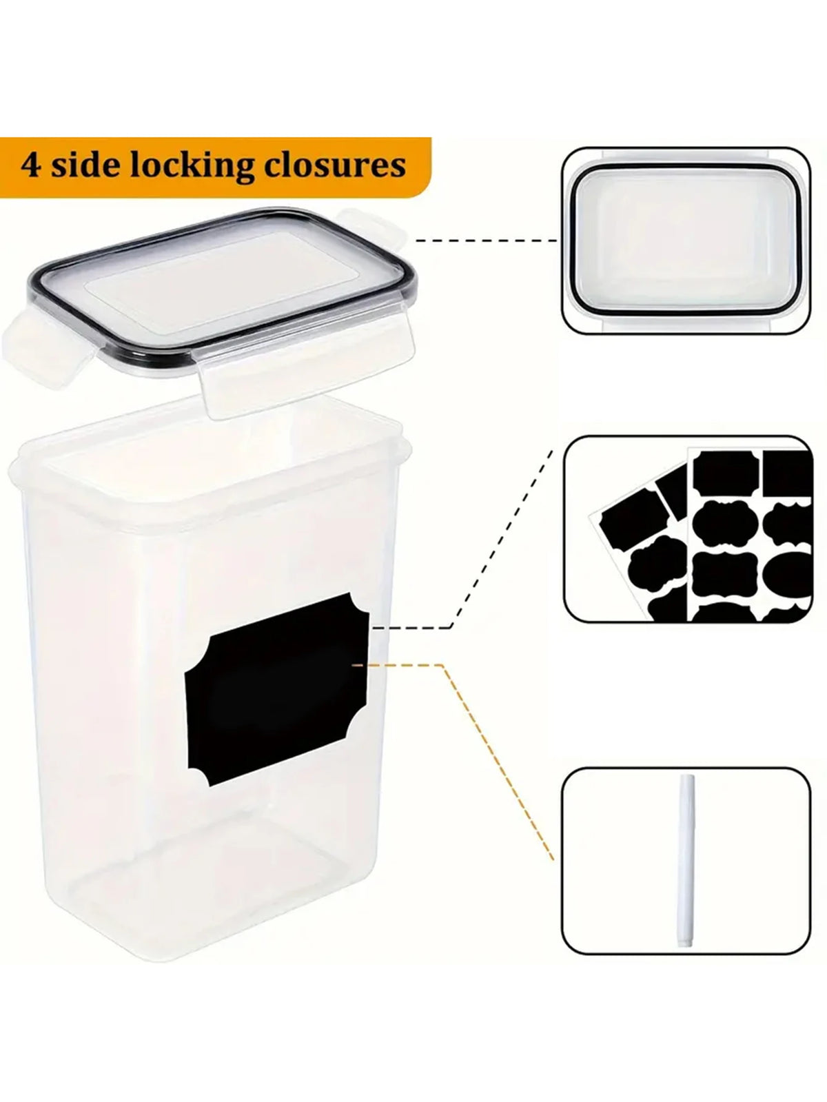 Airtight Food Storage Containers With Labels For Kitchen