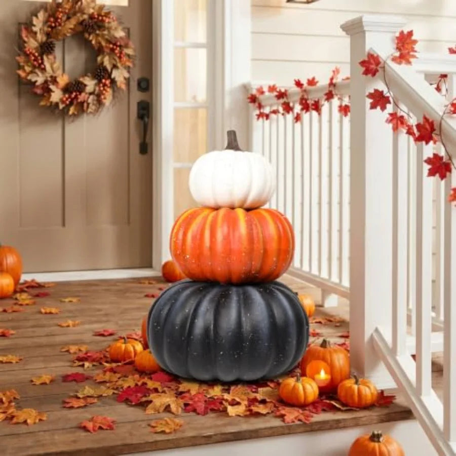 SHXI Stacked Faux Pumpkin Porch Decor for Halloween and Thanksgiving