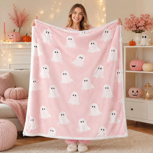 Smoofy Halloween Ghost Fleece Throw Blanket