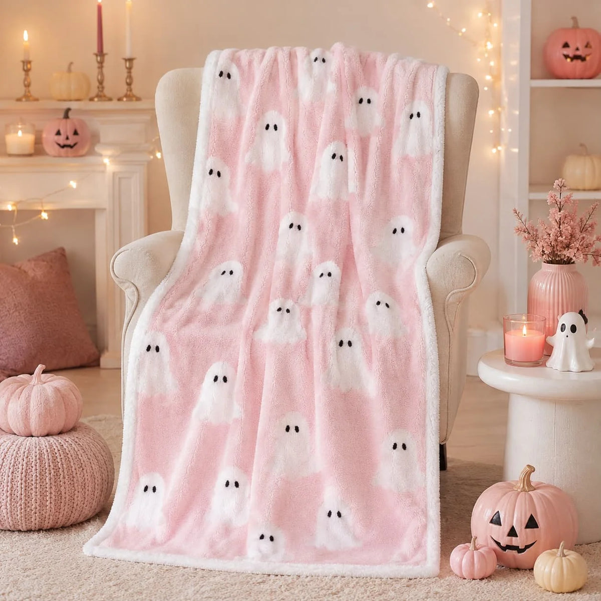 Smoofy Halloween Ghost Fleece Throw Blanket