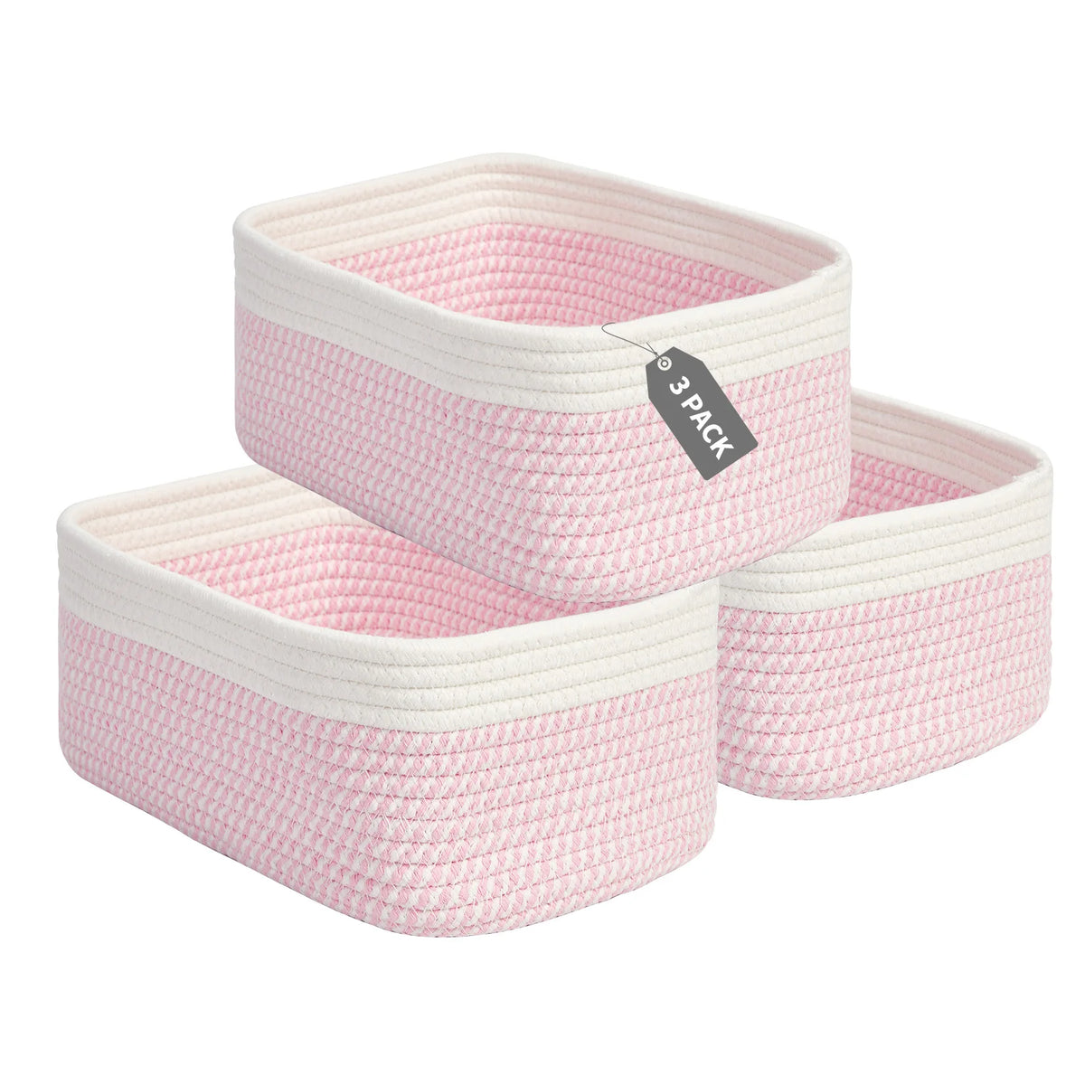 HiMISS Cotton Rope Storage Baskets Rectangular Toy Organizer