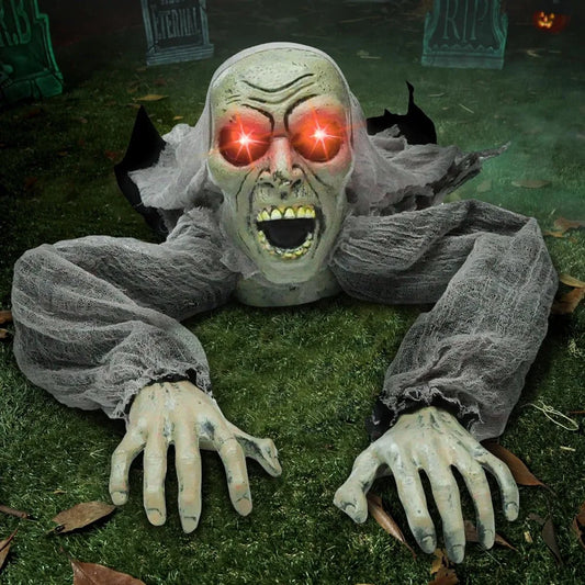 Animated Groundbreaker Zombie Halloween Decoration with Sound and Flashing Eyes