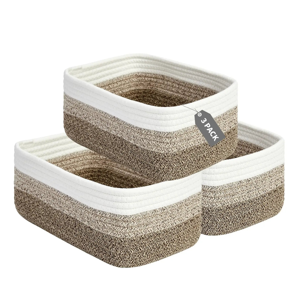 HiMISS Cotton Rope Storage Baskets Rectangular Toy Organizer