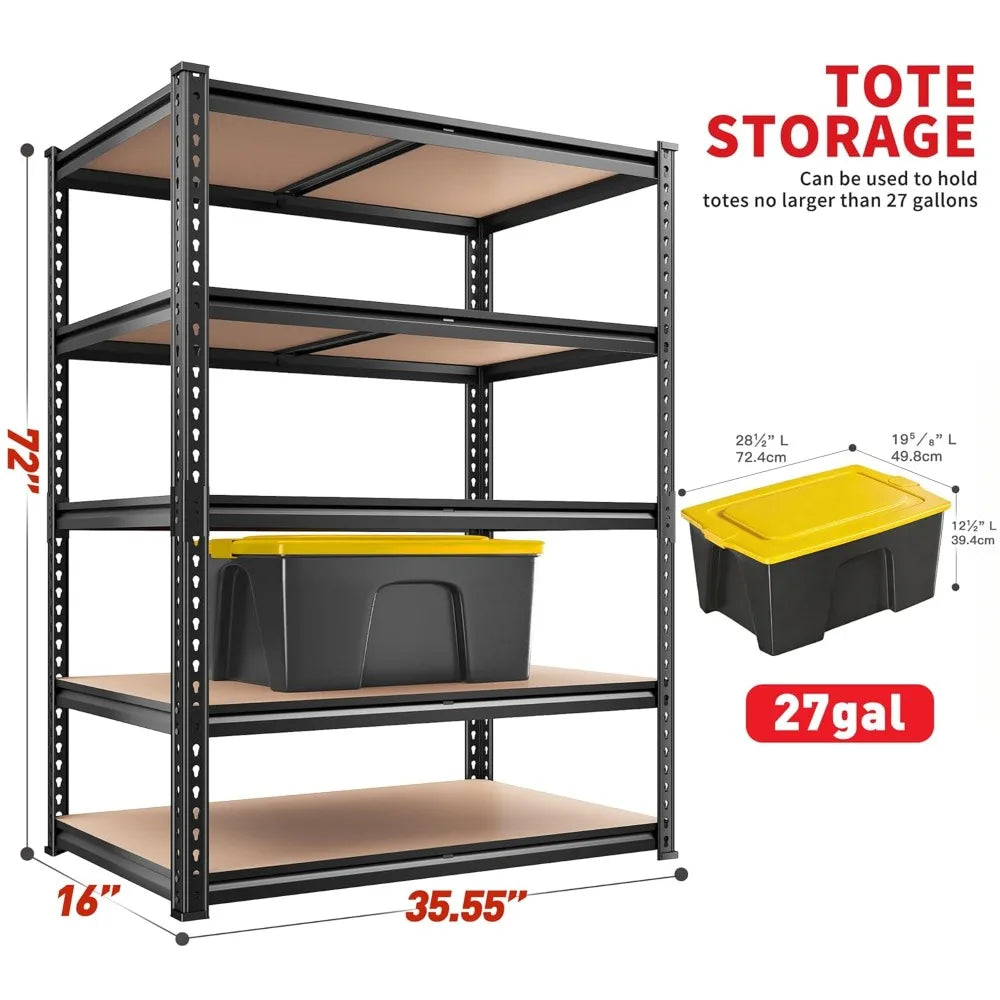 Adjustable Heavy Duty Five Tier Metal Storage Shelving for Garage and Warehouse