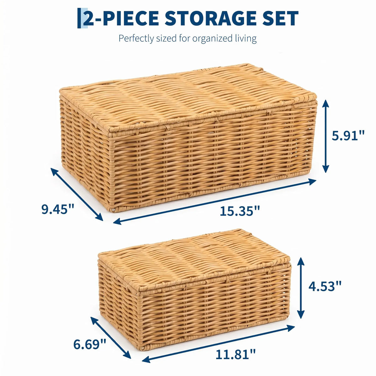 Handwoven Wicker Storage Basket With Lid And Rack