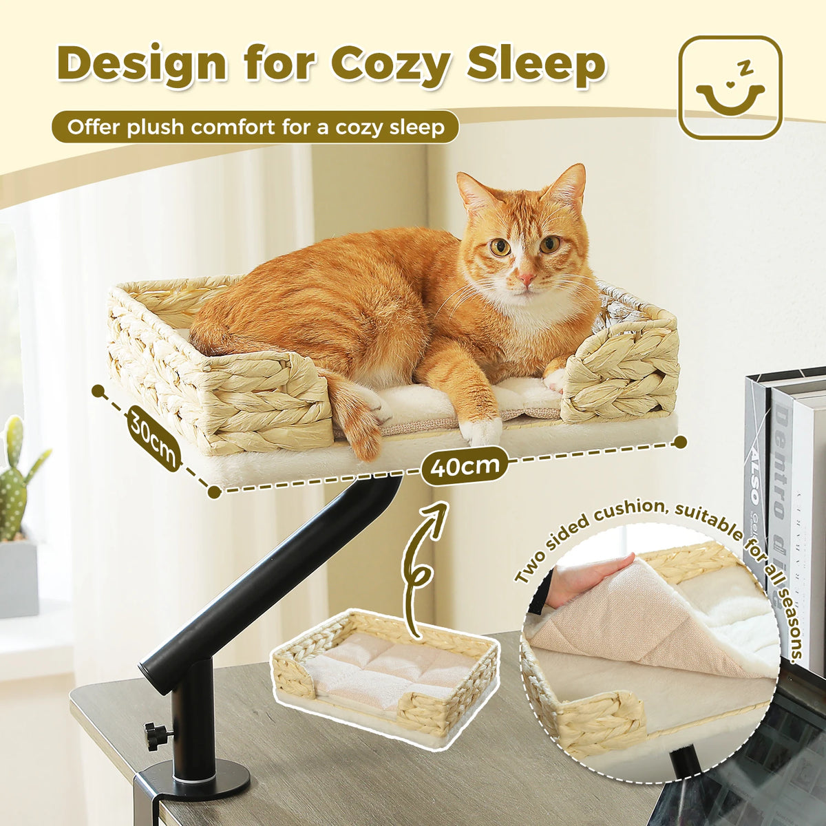 PAWZ Road Rotatable Cat Desk Bed With Adjustable Basket