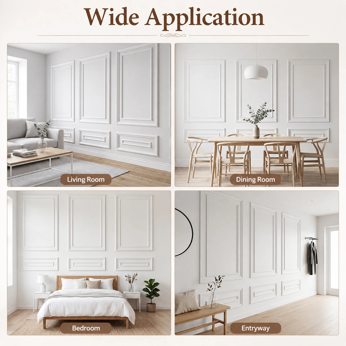 Pre-Cut Double Frame Wainscoting Peel And Stick Wall Trim Kit