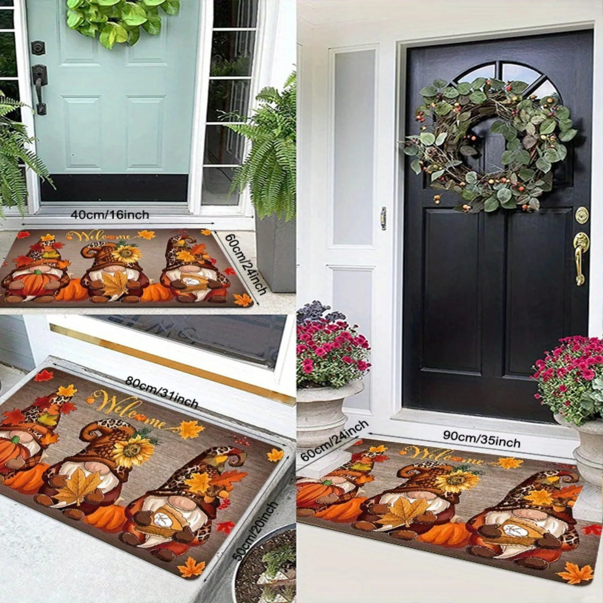 Autumn Gnome Non Slip Waterproof Indoor Outdoor Doorway Mat