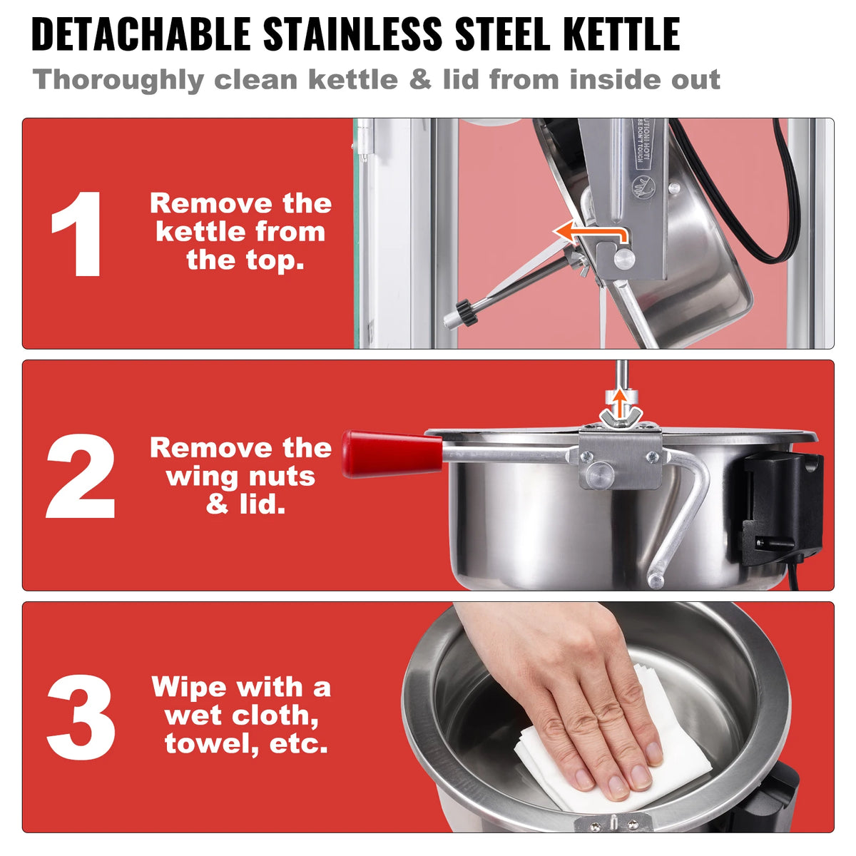 SucceBuy Countertop Popcorn Maker With Tempered Glass