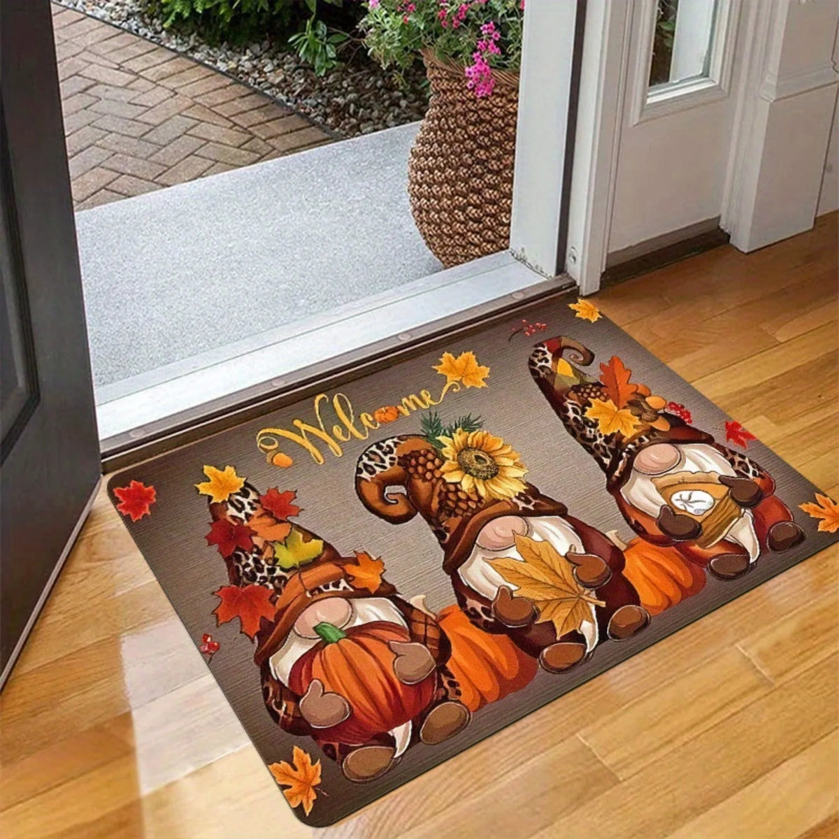 Autumn Gnome Non Slip Waterproof Indoor Outdoor Doorway Mat