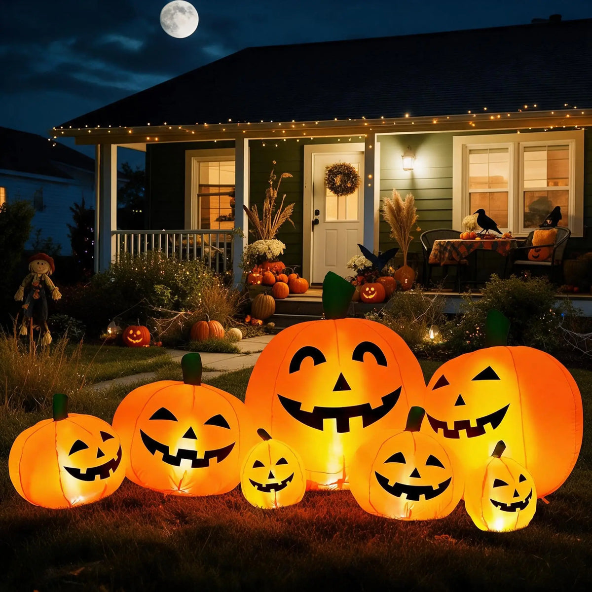 Inflatable Halloween Pumpkin Patch Decoration With LED Lights