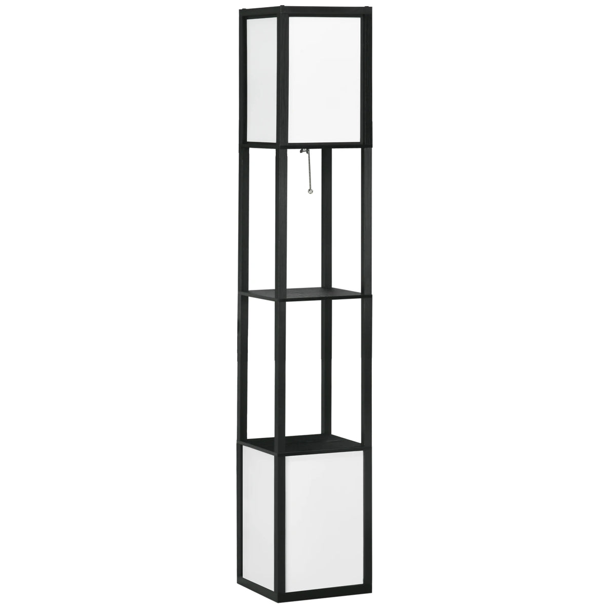 HOMCOM Modern Floor Lamp With Shelves and Dual Ambient Lighting