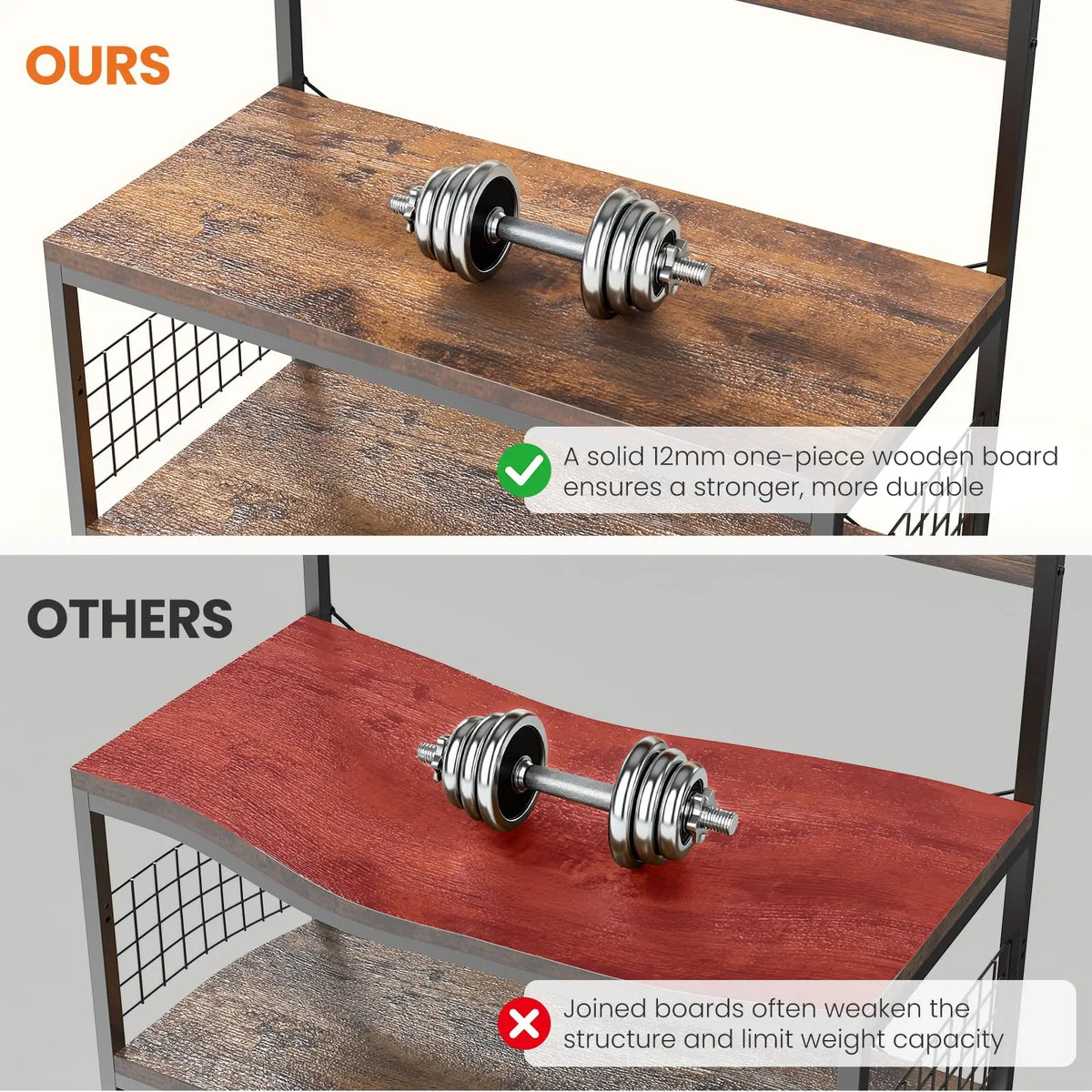 JHK Four Tier Kitchen Baker Rack With Power Outlet