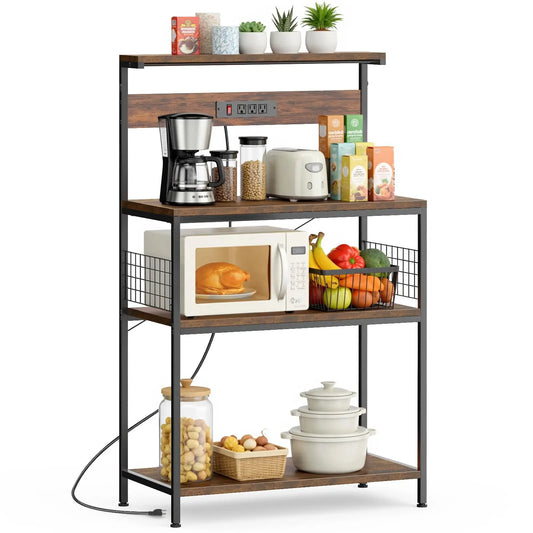 JHK Four Tier Kitchen Baker Rack With Power Outlet