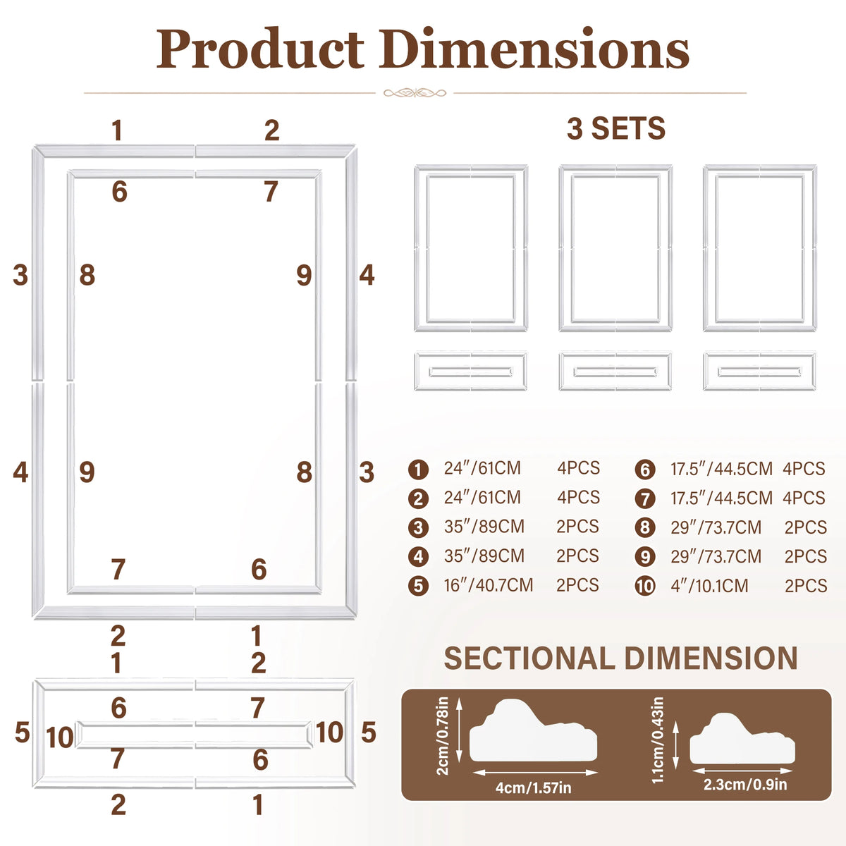 Pre-Cut Double Frame Wainscoting Peel And Stick Wall Trim Kit