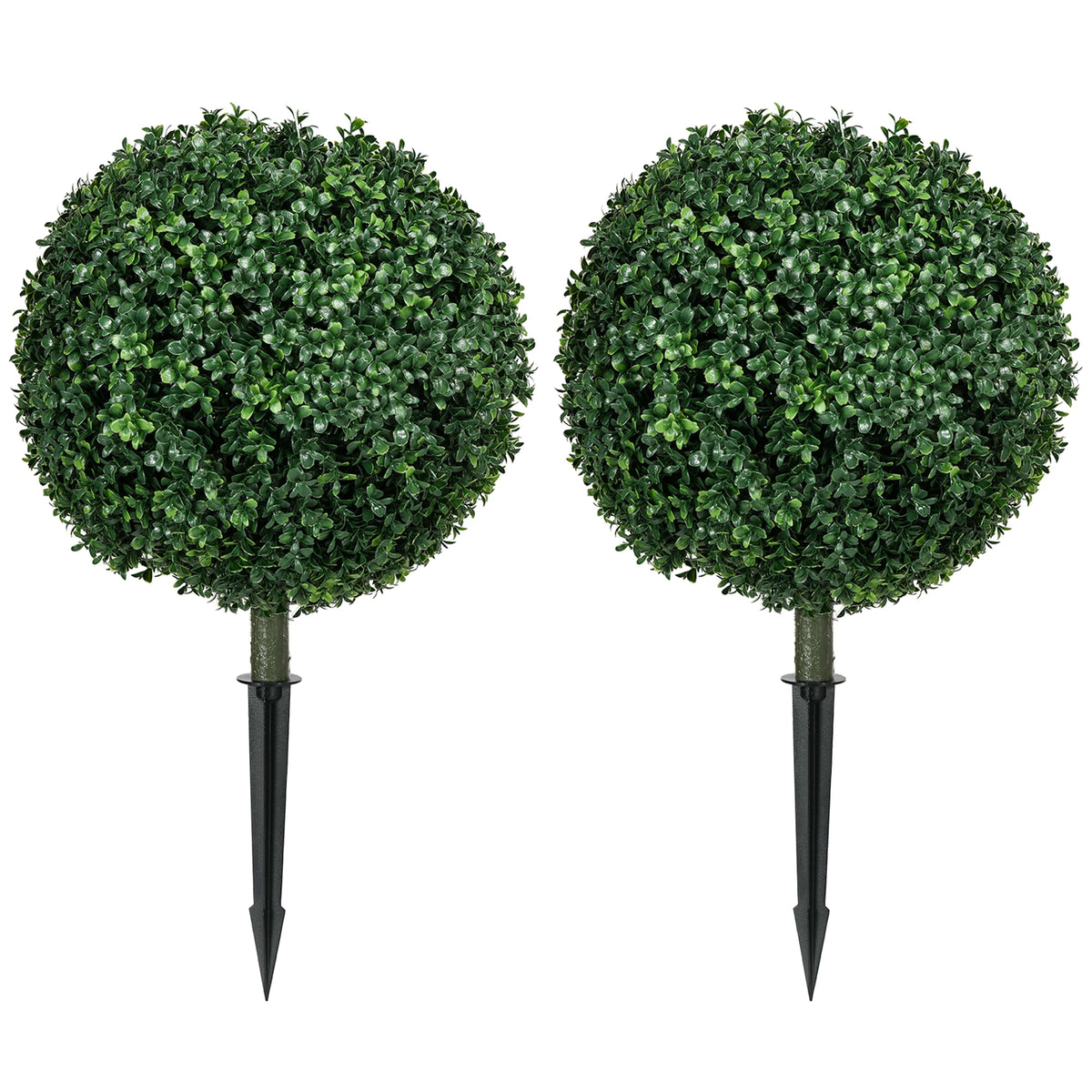 HOMCOM Artificial Boxwood Topiary Balls with Ground Stakes and UV Resistance