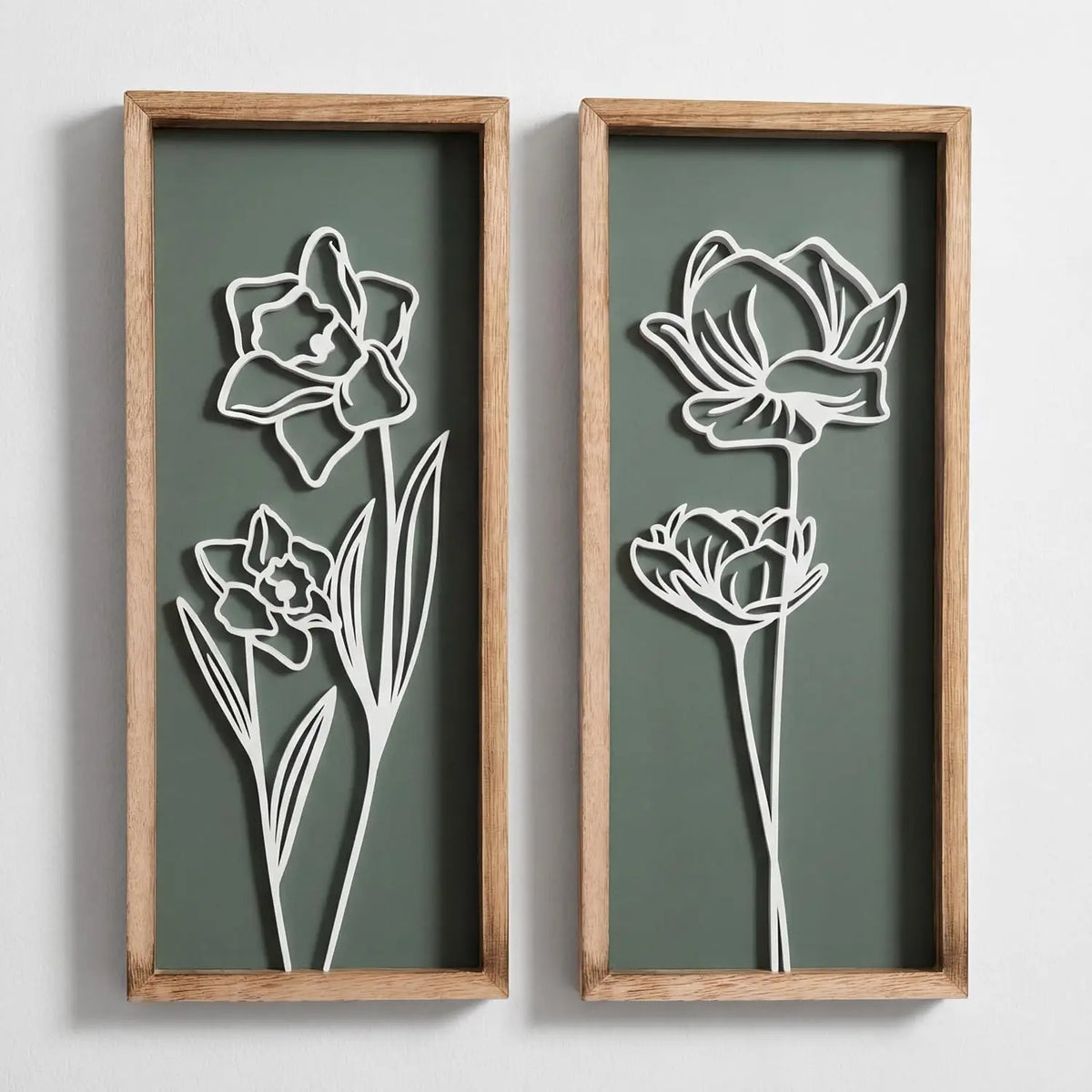 3D Wood Floral Wall Art Set For Modern Home Decor