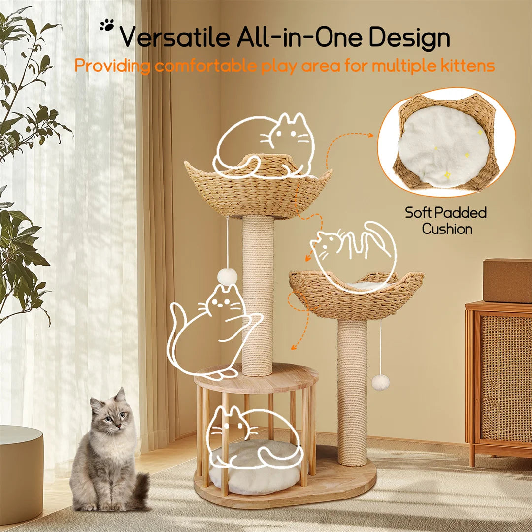 BINGOPAW Cat Climbing Tree With Scratching Post And Activity Center