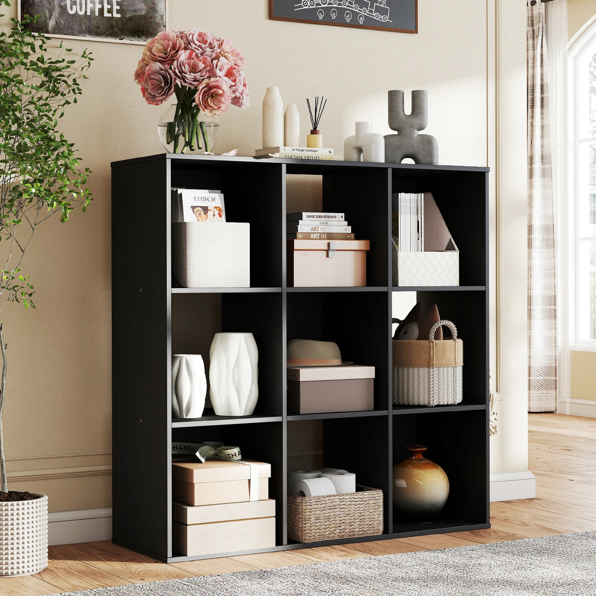 JHK Modern Wooden Cube Storage Organizer Bookshelf