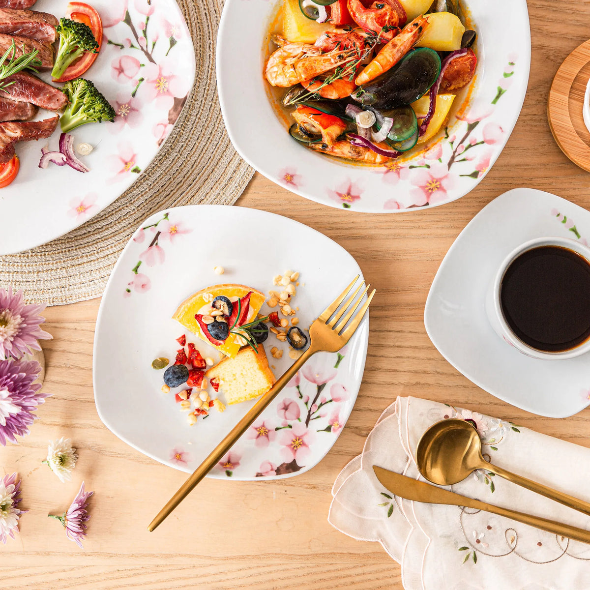 MALACASA Annie Floral Porcelain Dinnerware Set for Elegant Dining