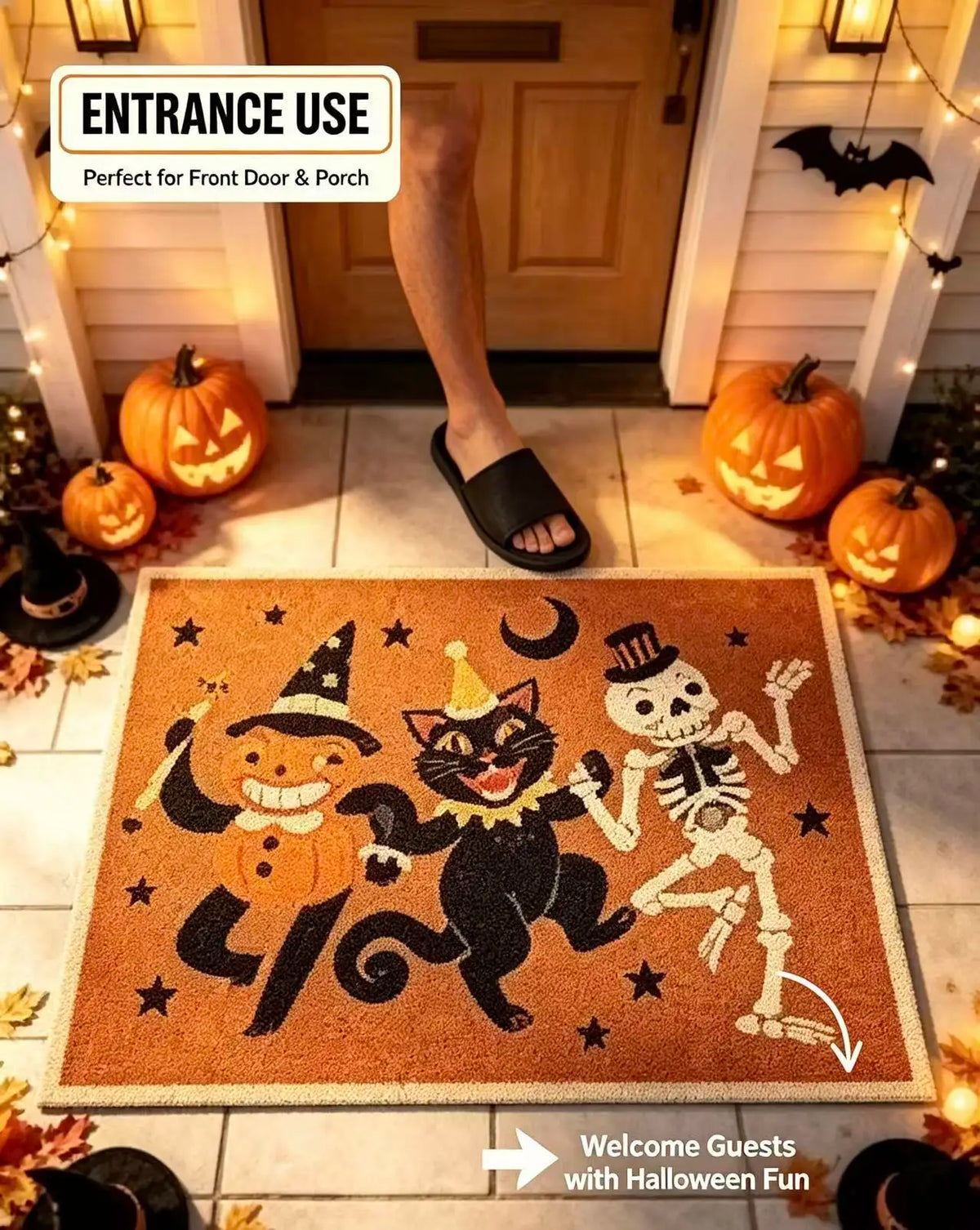 Halloween Ghost & Pumpkin Shaped Plush Doormat, Non Slip Soft Floor Rug, Fall Harvest Decorative Entrance Mat for Home Front Door Party Decor