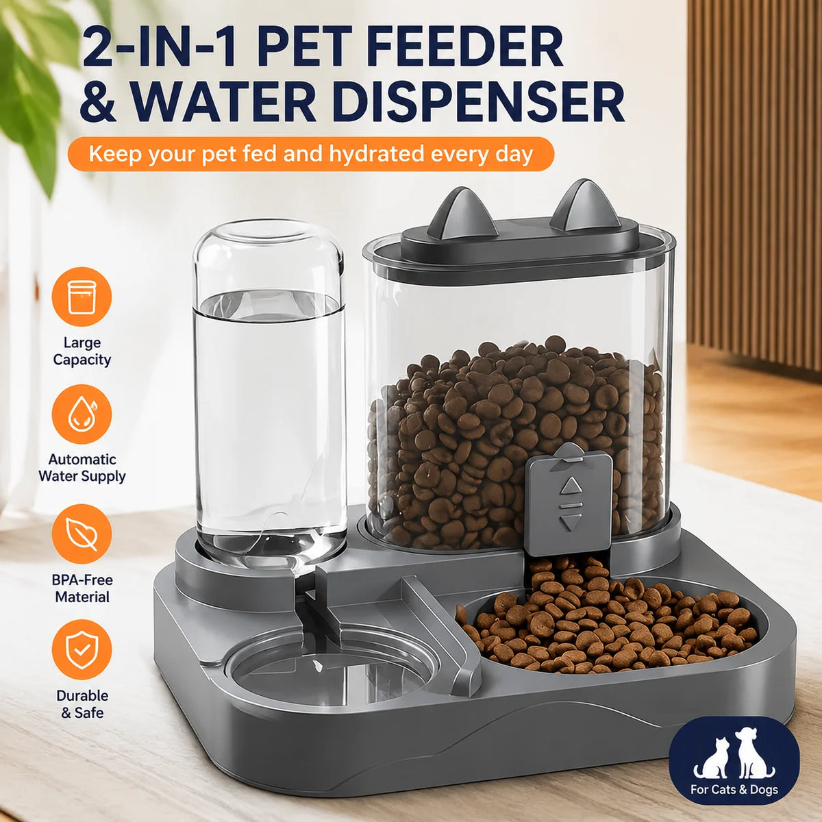 Automatic Pet Feeder and Water Dispenser for Cats and Dogs