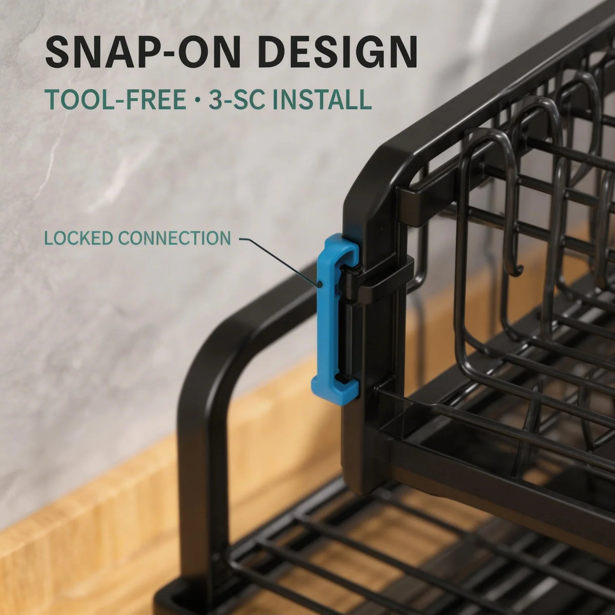 HiMISS Double Tier Dish Drying Rack With Drainage Tray
