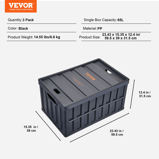 Collapsible Storage Bins With Lids Plastic Utility Crates