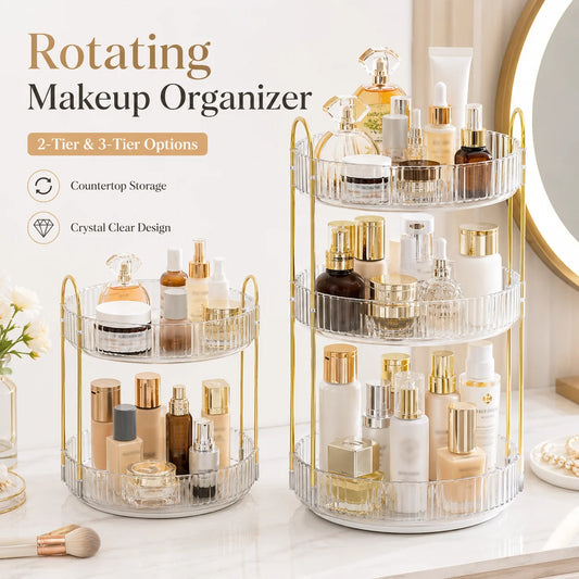3 Tier Rotating Makeup Organizer 360 Cosmetic Storage Rack