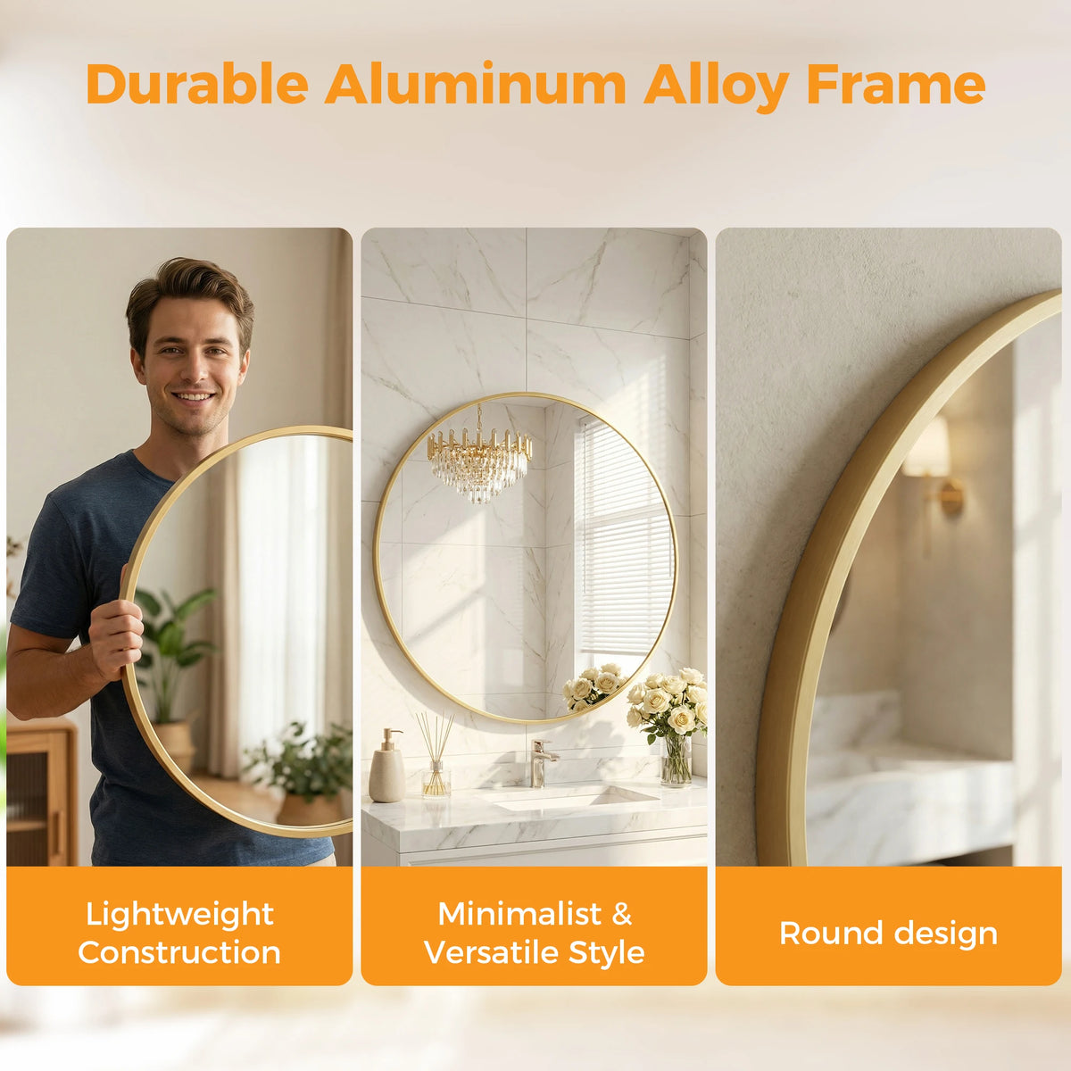 MCQ Shatterproof Round Wall Mirror for Bathroom and Bedroom