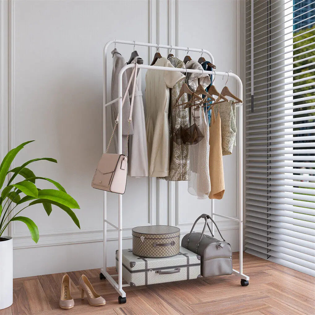 Bingopaw Heavy Duty Rolling Clothes Rack With Storage