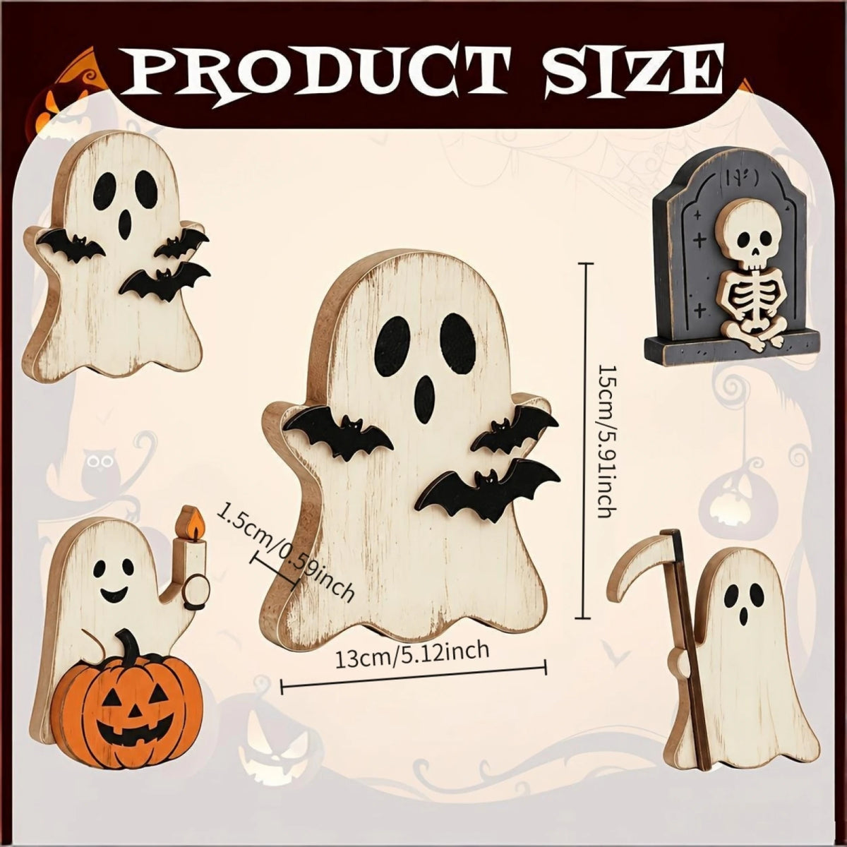 Halloween Decorative Tiered Tray With Mini Ghosts