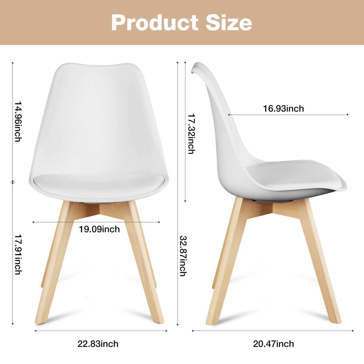 JHK PU Leather Dining Chairs With Wooden Legs