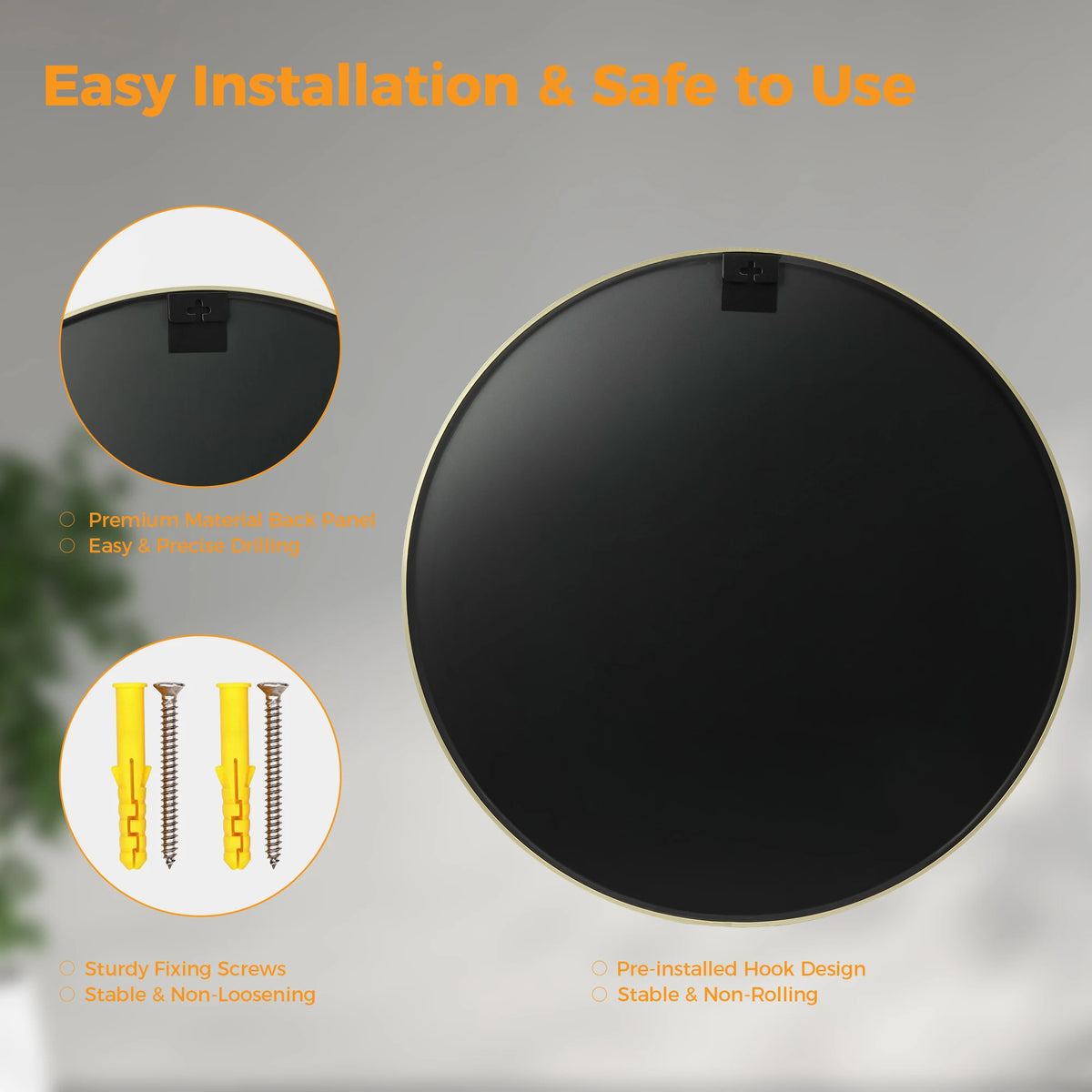 MCQ Shatterproof Round Wall Mirror for Bathroom and Bedroom
